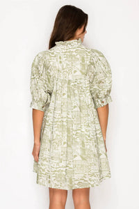 Meet Me in Santorini Verdant Bellezza Mini Dress in santorini verdant bellezza mini dress in green - women's dress - detail view
