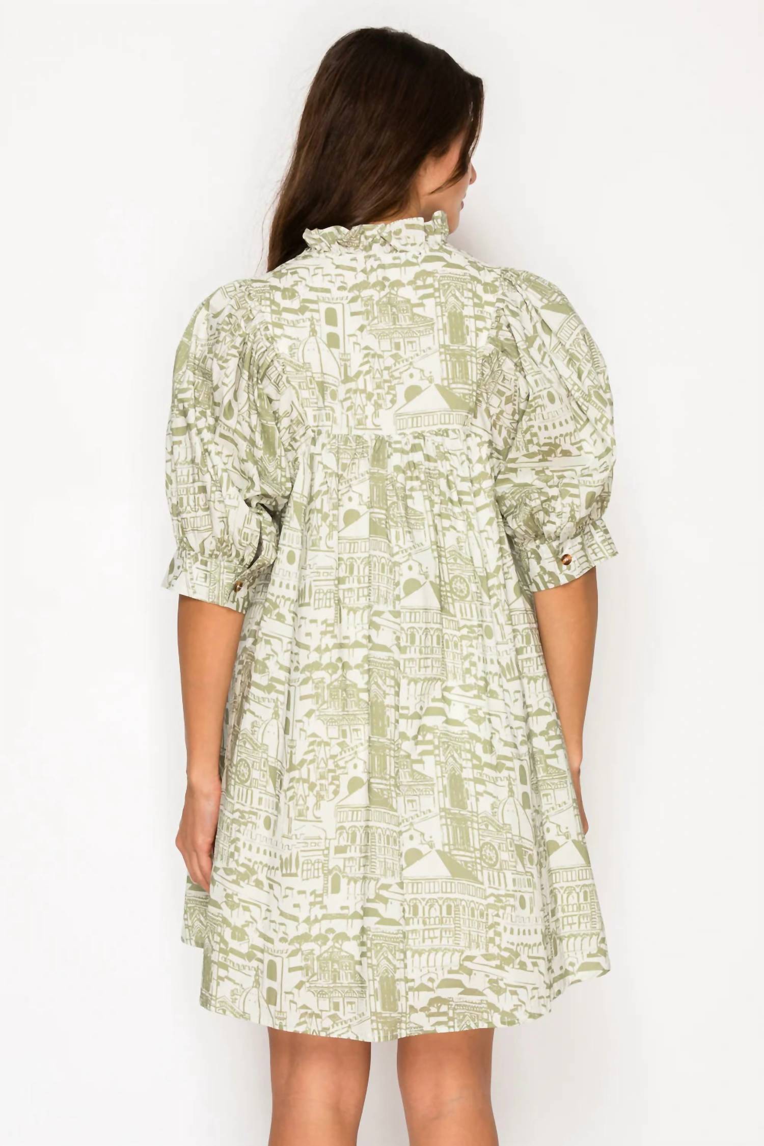 Meet Me in Santorini Verdant Bellezza Mini Dress in santorini verdant bellezza mini dress in green - women's dress - detail view