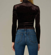 Joe's Jeans Tony Long Sleeve Velvet Top in cacao - women's long sleeve top - detail view