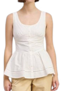 En Saison Brittany Peplum Top in white - women's tank top - detail view