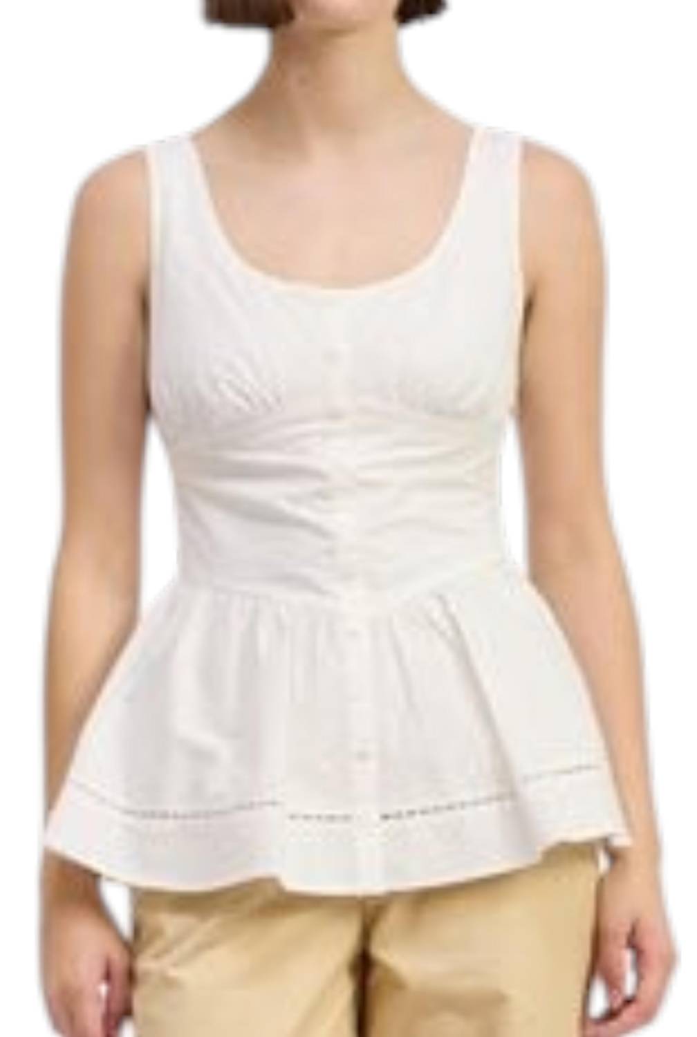 En Saison Brittany Peplum Top in white - women's tank top - detail view