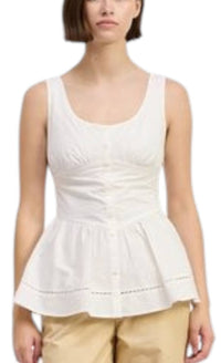 En Saison Brittany Peplum Top in white - women's tank top - alternate view