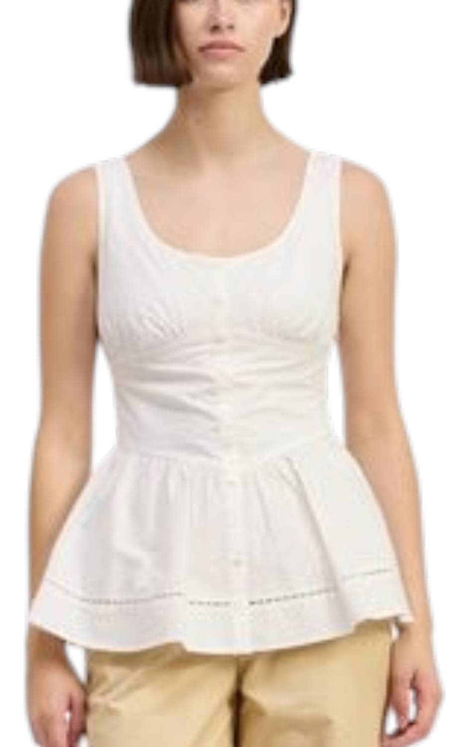 En Saison Brittany Peplum Top in white - women's tank top - alternate view
