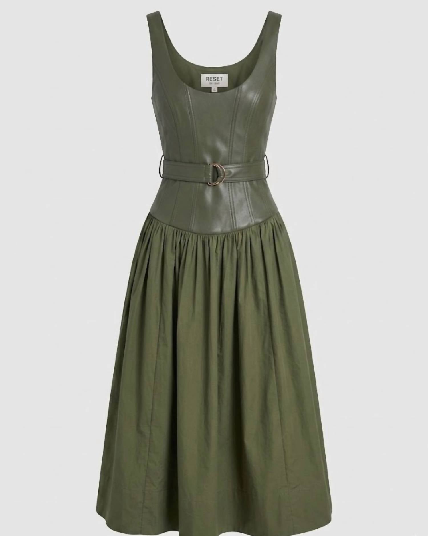 RESET by Jane Women's Tara Midi Dress in mediterranean olive - women's dress