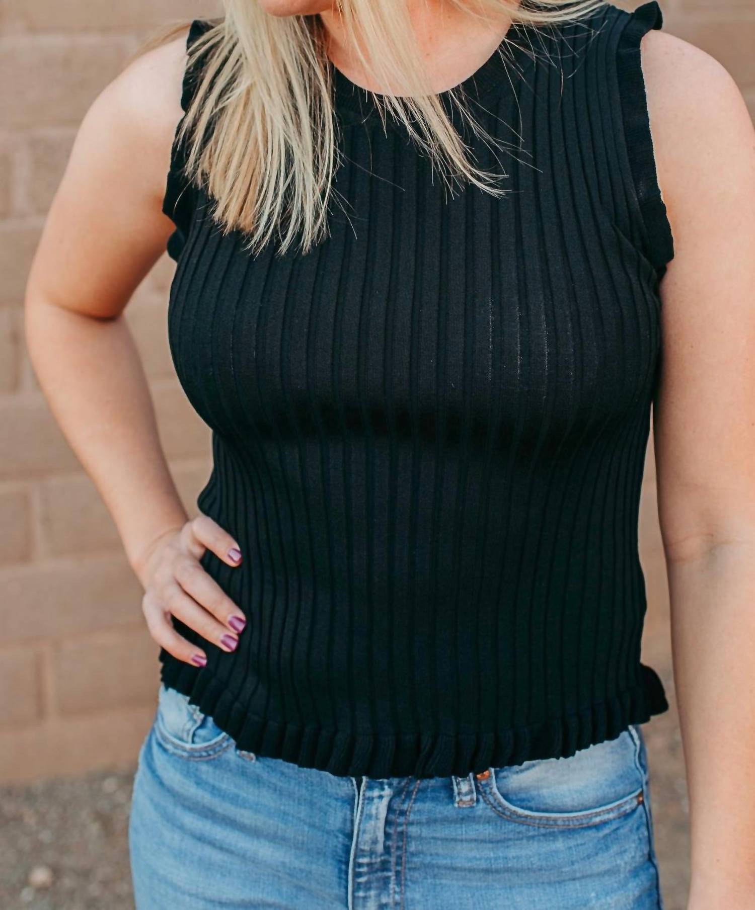 Hem & Thread - Ribbed Frill Sleeveless