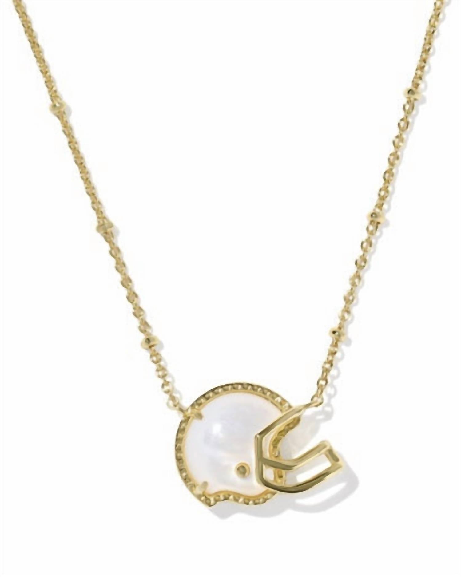 Kendra Scott Women's Football Helmet Short Pendant Necklace in gold ivory mother of pearl - women's jewelry