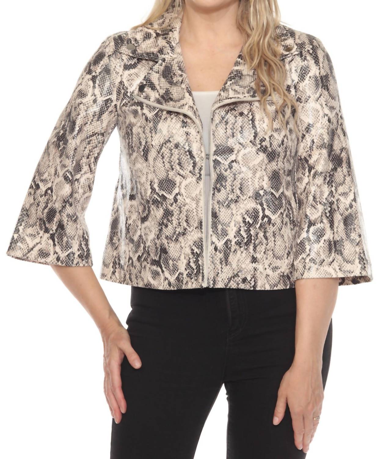 Joseph Ribkoff - Snakeskin Faux Suede Swing Jacket