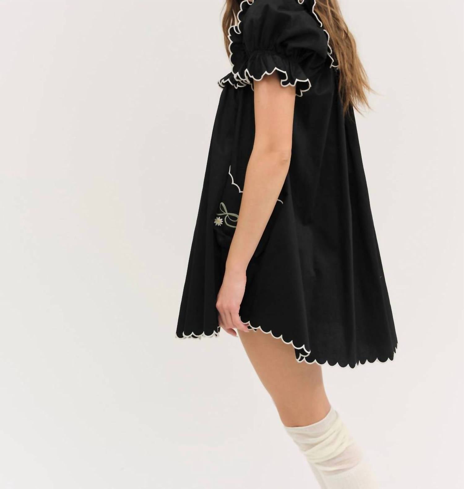 for Love & Lemons Tea Time Baby Doll Dress in black - women's dress - alternate view