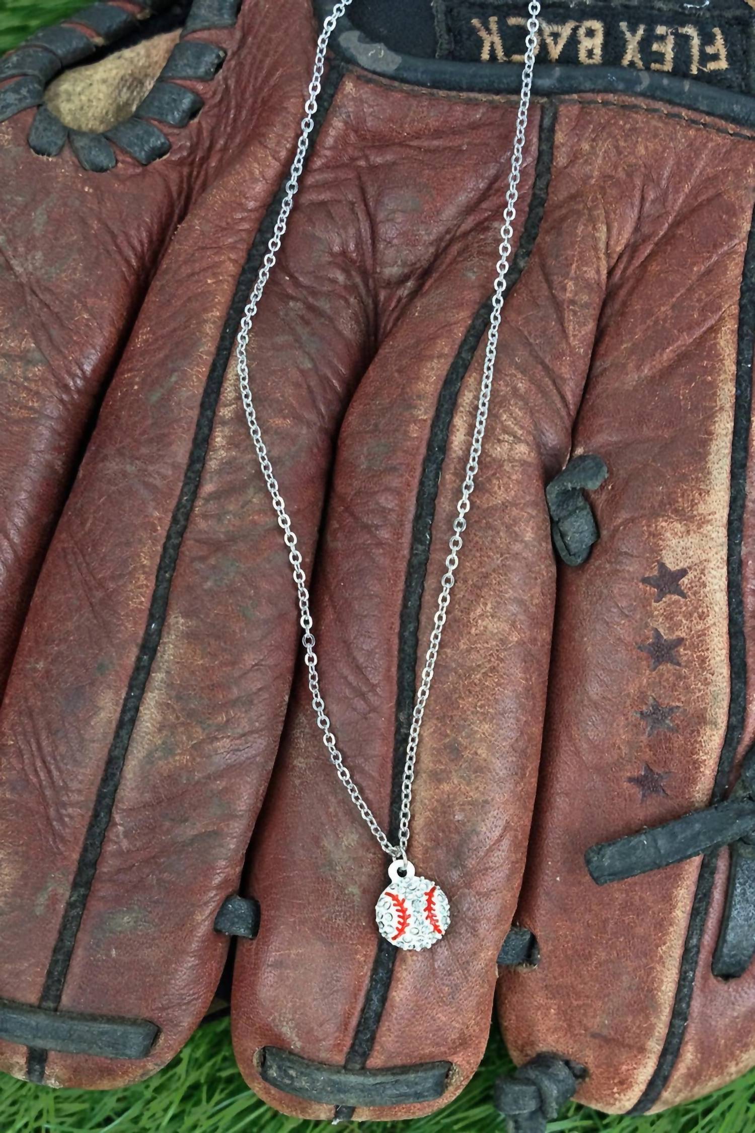 Wholesale Accessory Market - Women's Baseball Crystal Pendant Necklace