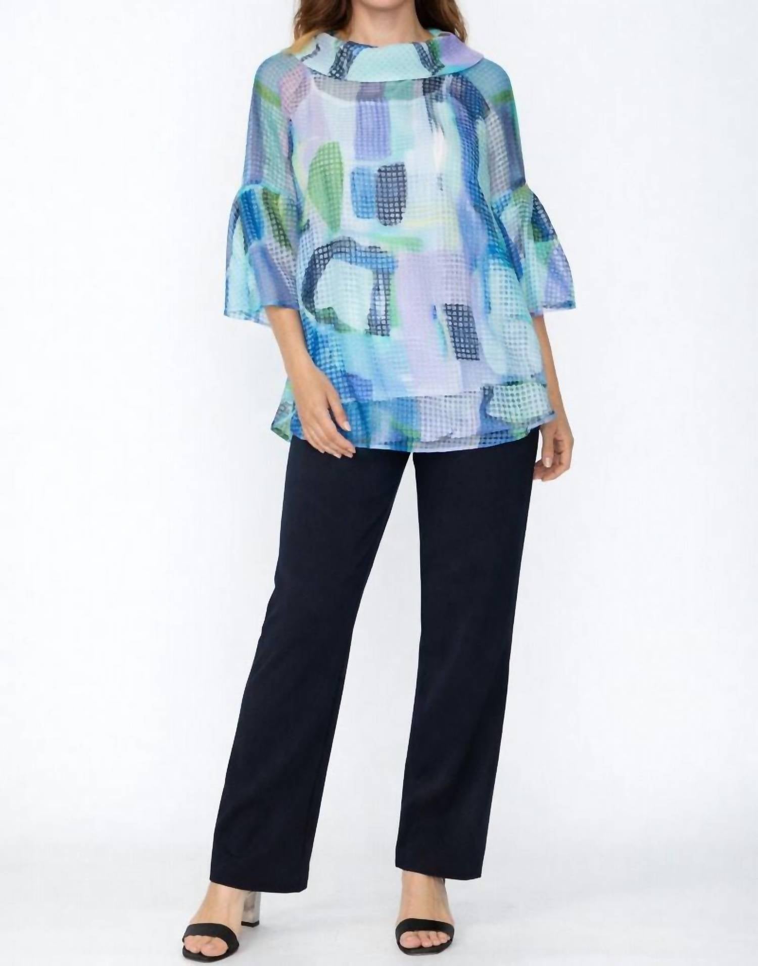 Ic Collection - Sheer Abstract Tunic Top
