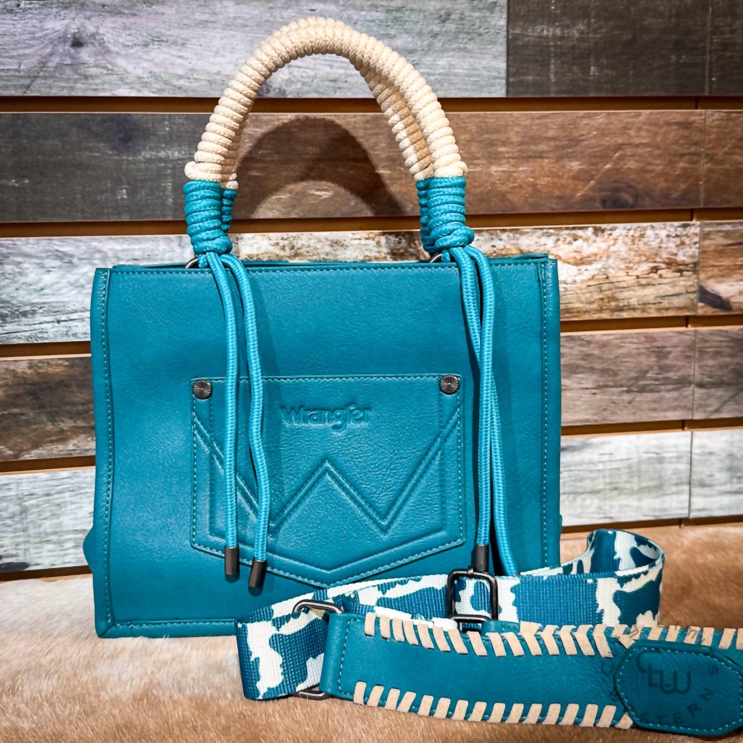 Wrangler - Women's Cow Print Tote Crossbody Bag