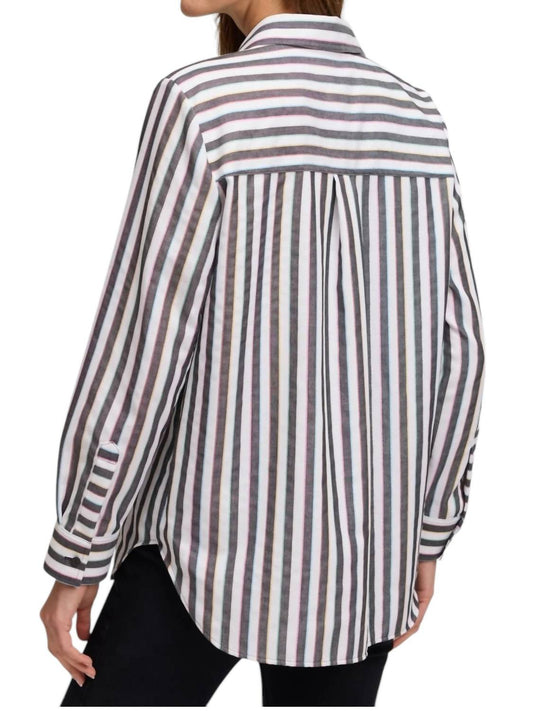 Foxcroft - Boyfriend No Iron Rainbow Lurex Stripe Shirt