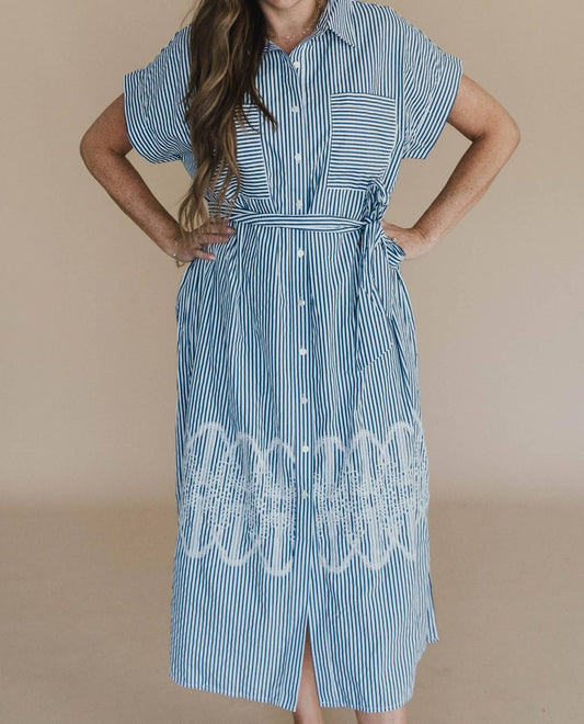 Entro - Endless Love Embroidered Stripe Midi Dress