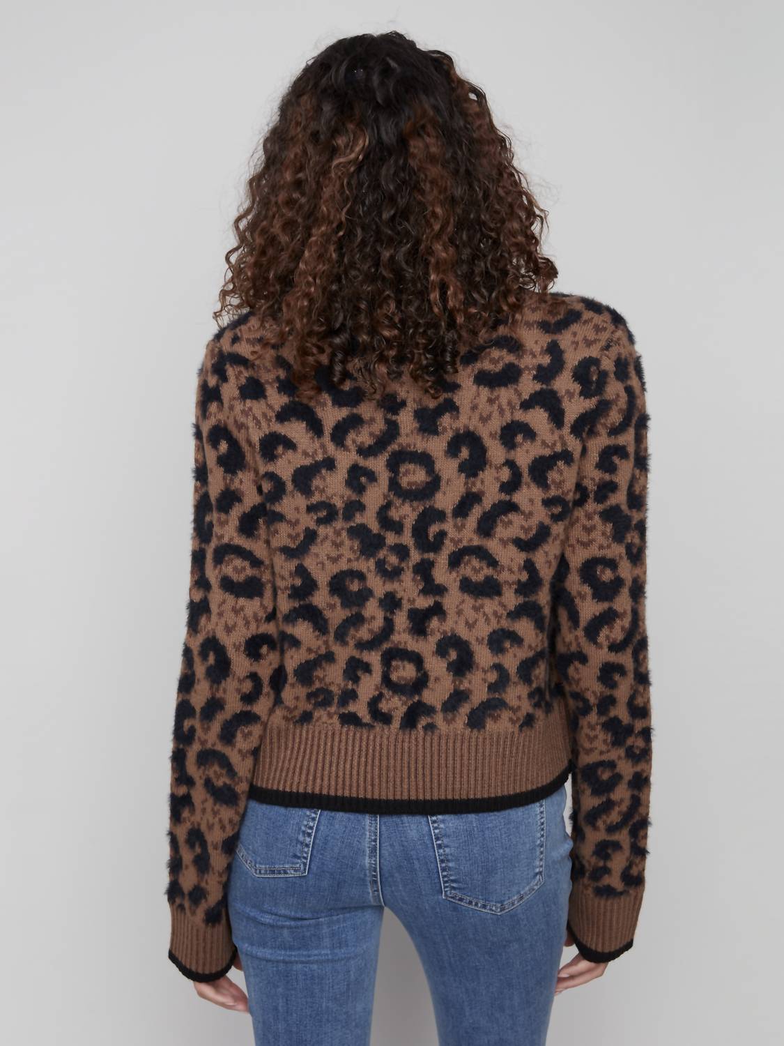 Charlie B - Jacquard Bow Tie Front Cardigan
