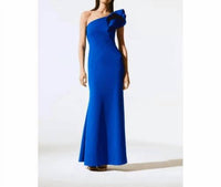 Joseph Ribkoff Scuba Crepe One-Shoulder Gown in royal blue - women's dress