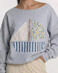 Anna-Kaci - Long Sleeve Top with Sailboat Appliqué