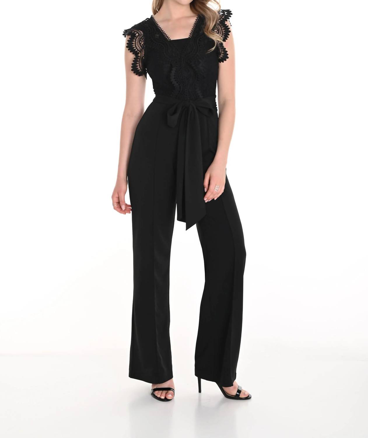 Frank Lyman Formal V-neck Jumpsuit in black - women's pants