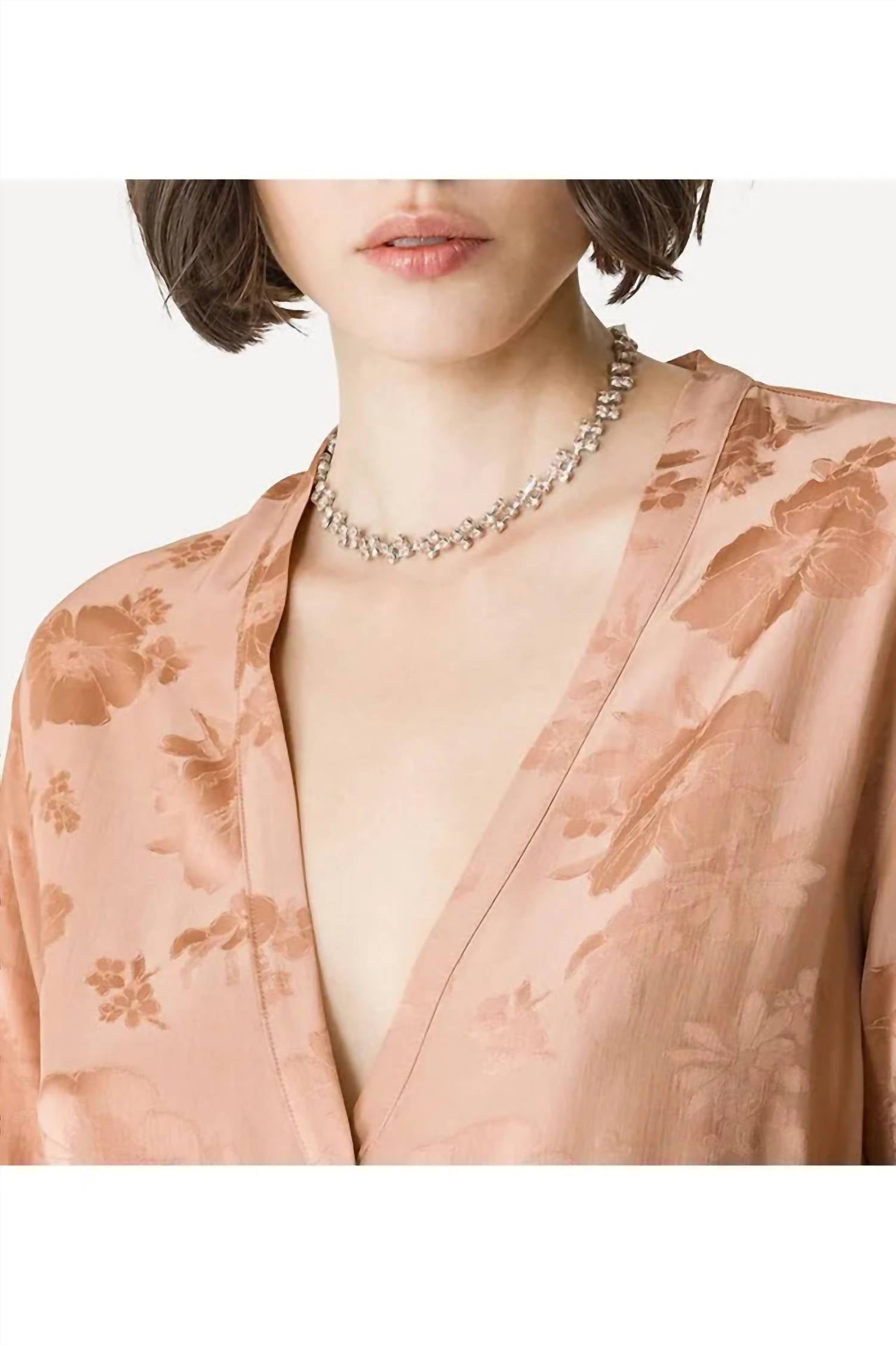 forte forte Long Sleeve Bouquet Maxi Dress in glicine - women's dress - detail view