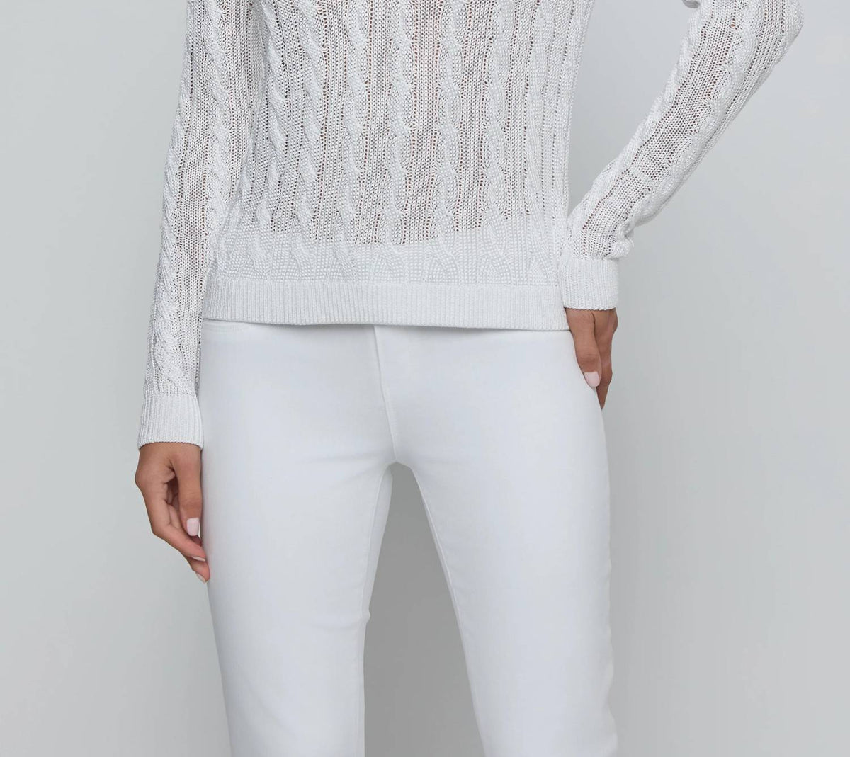 L'Agence - Preston Cable V-neck Sweater