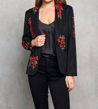 PAPARAZZI Embroidered Gabardine Blazer in black - women's jacket