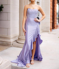 Sherri Hill Fitted Strapless Hot Fix Prom Dress in lilac - women's dress