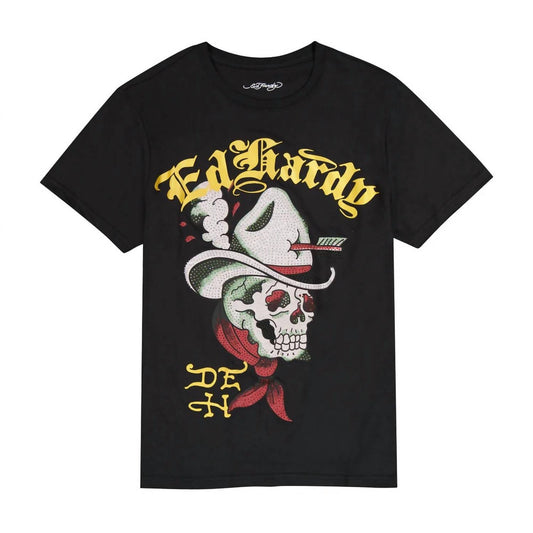 Ed Hardy - Men's Cowboy Skull Throwback Rhinestone Tee