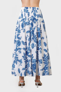 Moon River - Floral Print Smocked Midi Skirt