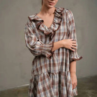 Raisonnel - Vintage Ruffle Check Babydoll Dress