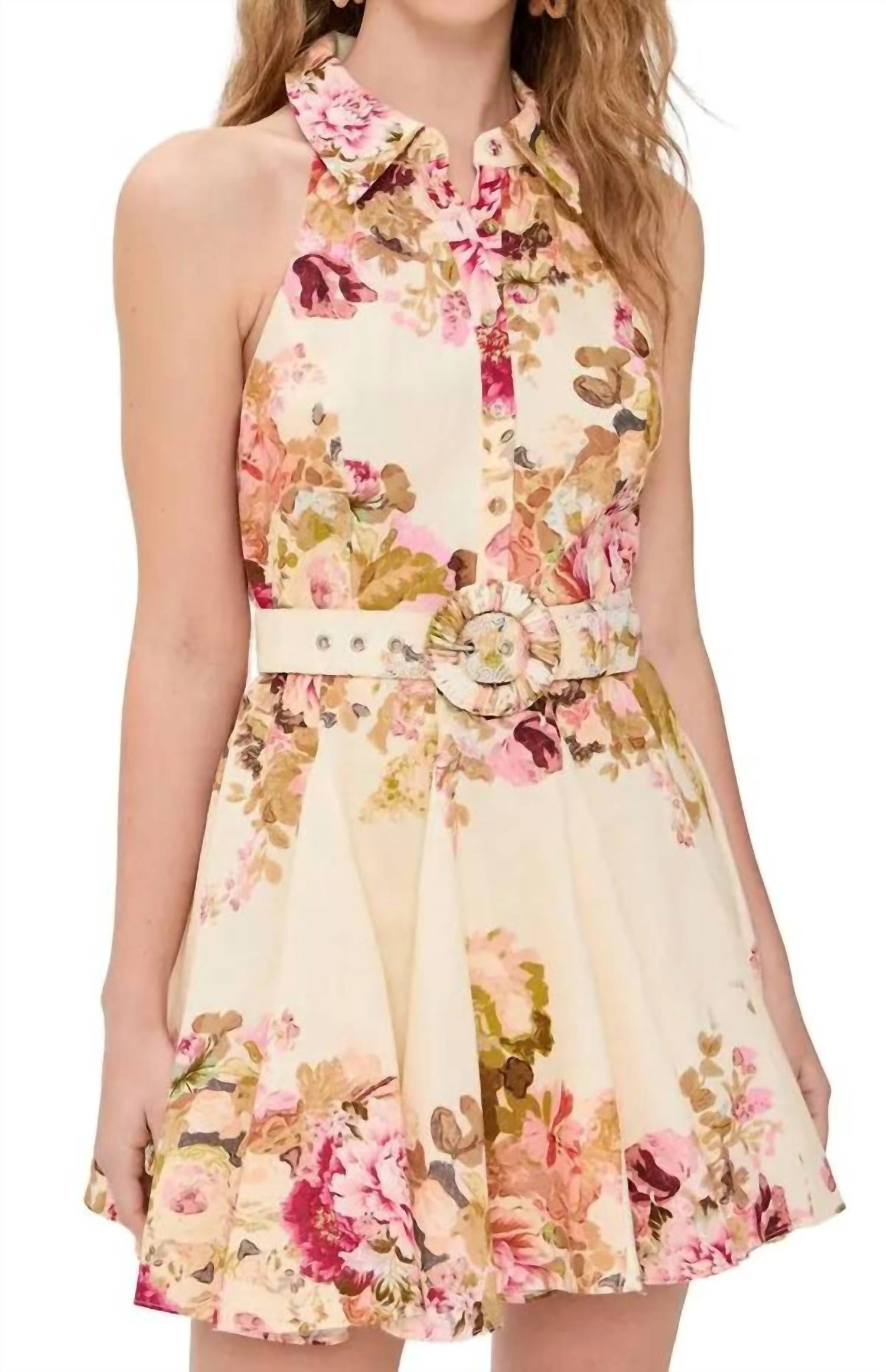 Hemant & Nandita - Floral Mini Dress With Belt