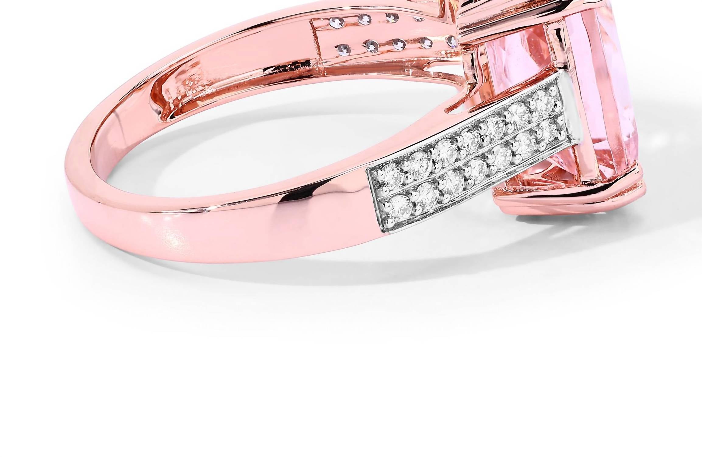 Diana M Jewels Women's Cushion Natural Morganite Fashion Ring (4.94 Ct) - Statement in 14k rose gold - women's jewelry - detail view