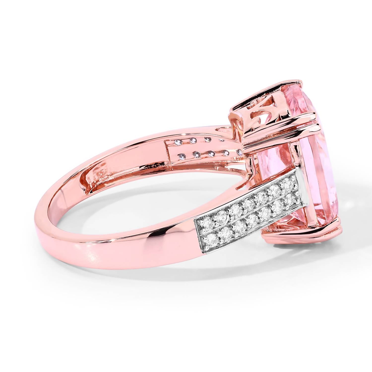 Diana M Jewels Women's Cushion Natural Morganite Fashion Ring (4.94 Ct) - Statement in 14k rose gold - women's jewelry - alternate view