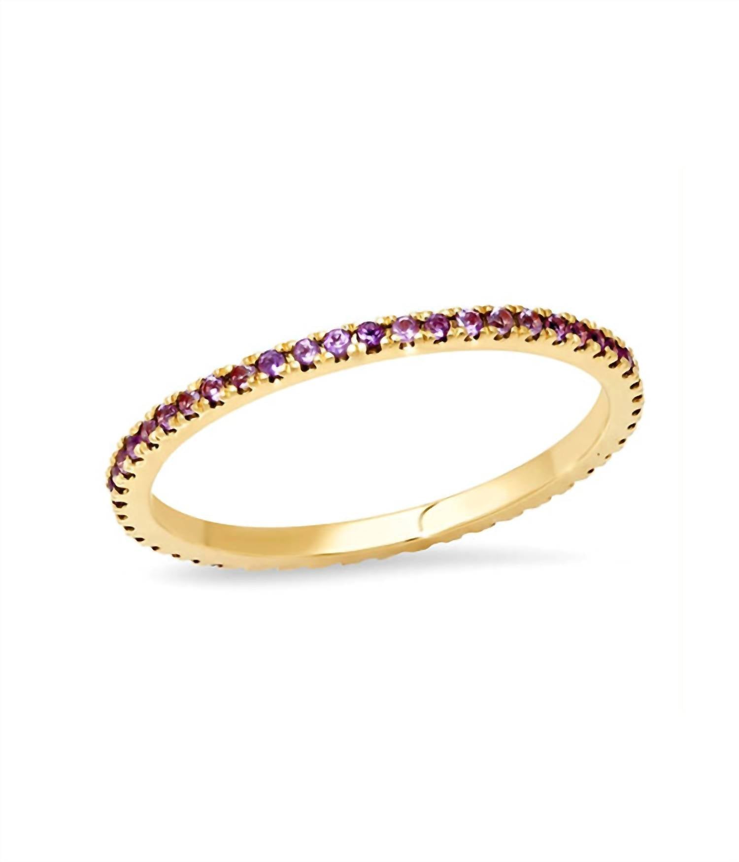 Eriness - Women's Amethyst Eternity Band 14k Yellow Gold 6.5