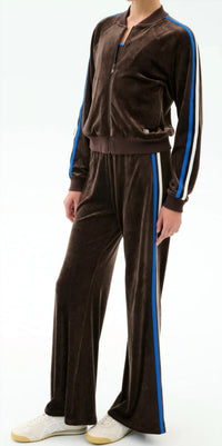 SPLITS59 Heritage Velour Pants in dark chocolate - women's pants - alternate view