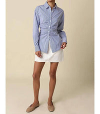 Olivaceous - Aisha Striped Cinched Waist Shirt