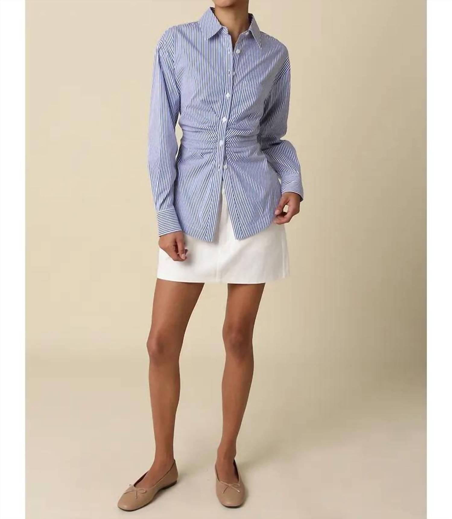 Olivaceous - Aisha Striped Cinched Waist Shirt