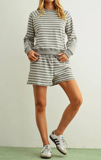 Miou Muse - Striped Terry Top And Shorts Set