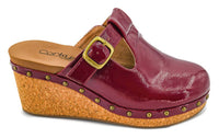 Corkys Footwear Women's In The Moment Sandal in the moment sandal in dark red crinkle patent - women's shoe
