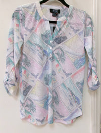 Fdj - Women's 3/4 Tab Sleeve And V-neckline Blouse