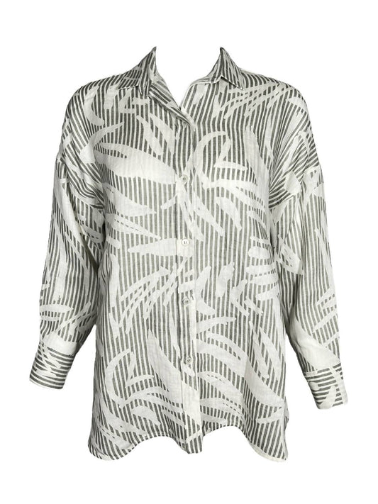 Rosso35 - WOMEN'S PALM PRINT LINEN SHIRT