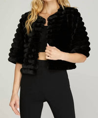She + Sky - Faux Fur Crop Jacket