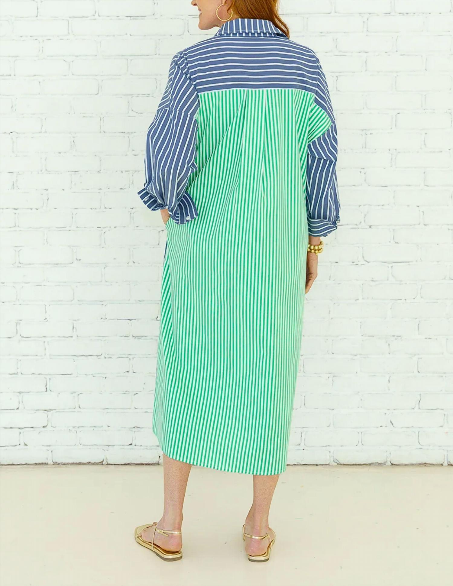 Caryn Lawn Libby Stripe Dress in navy - women's dress - detail view