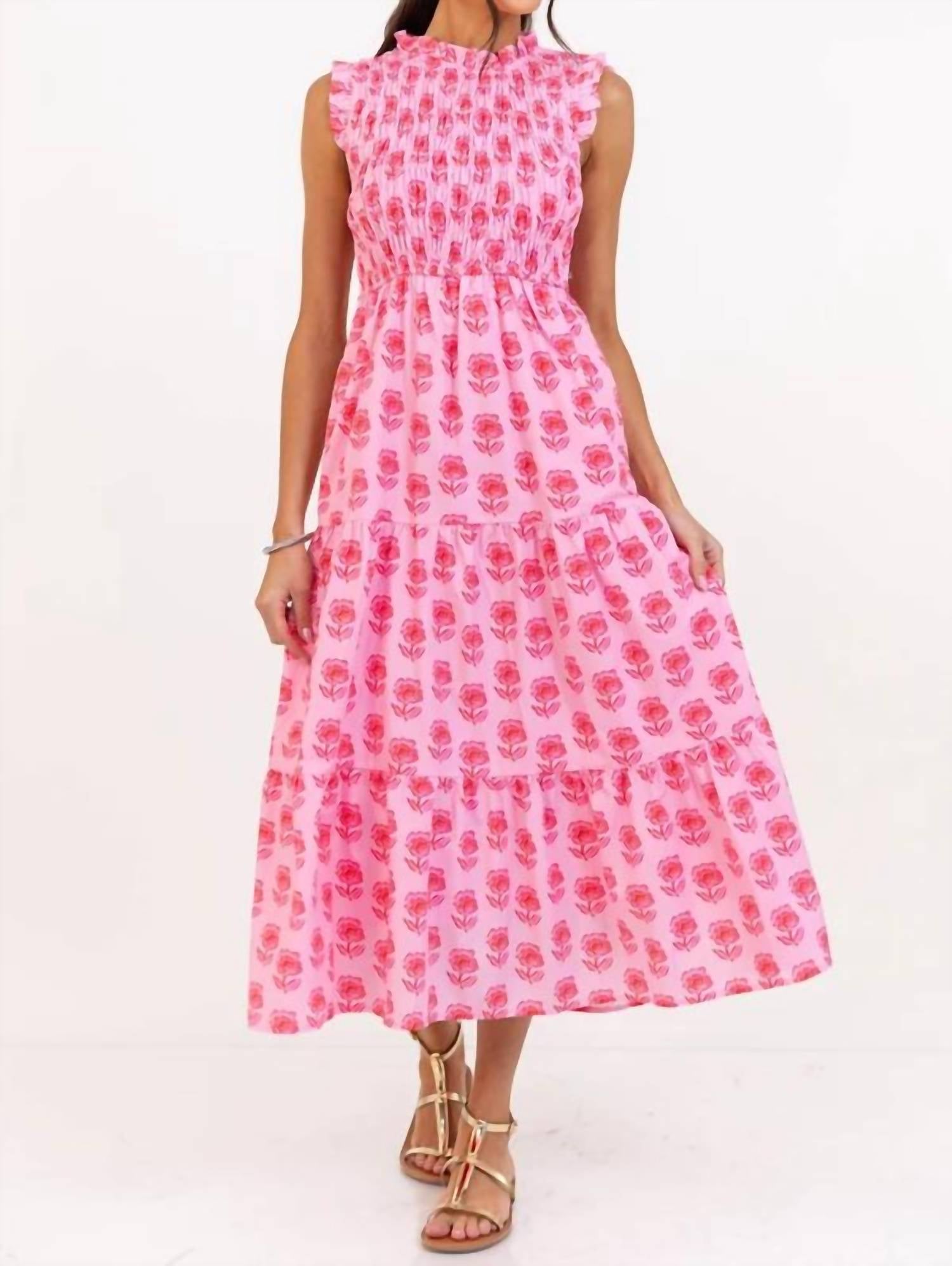 Tcec - Floral Smocked Midi Dress