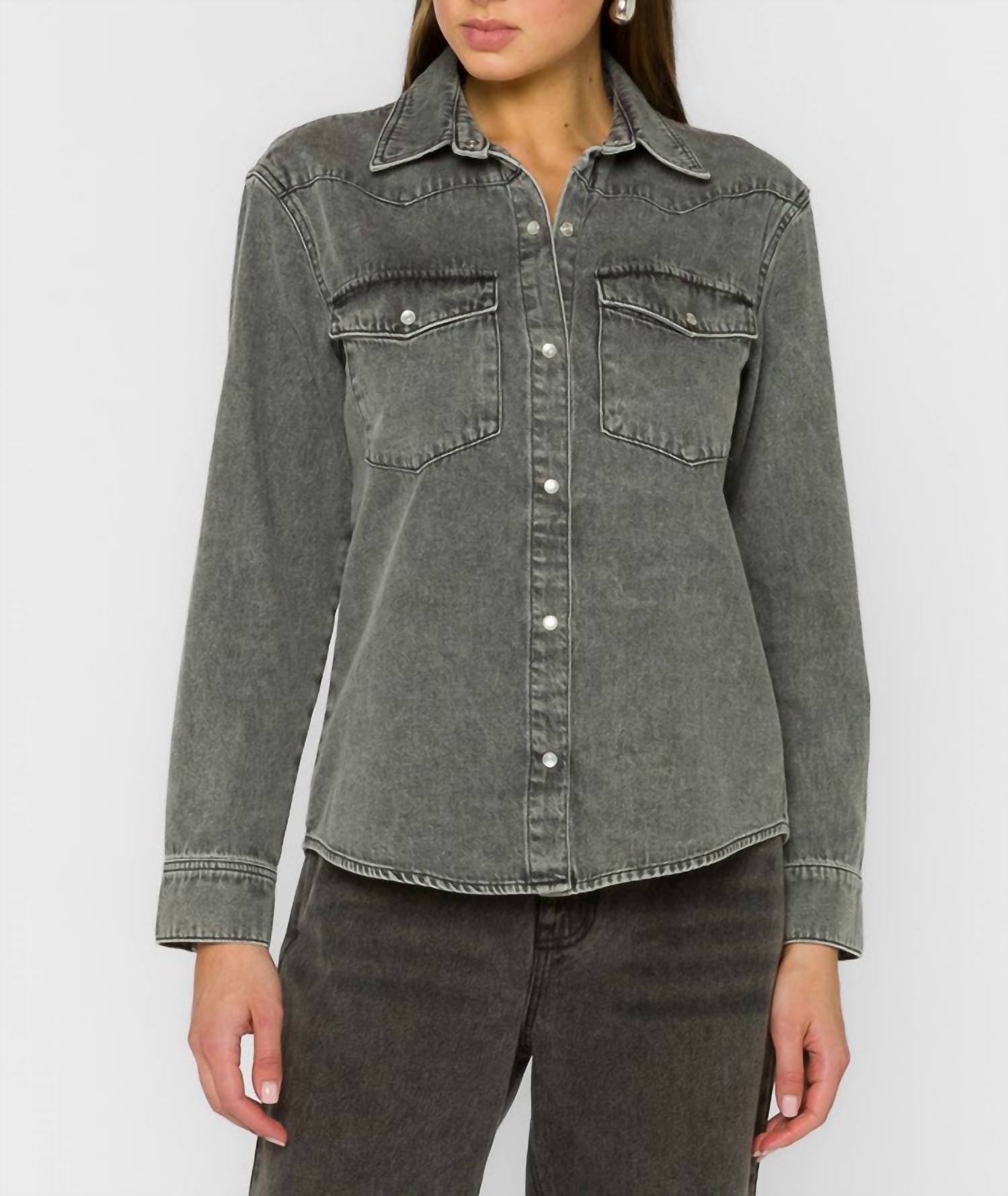 Velvet Heart Brisa Bleached Shirt in black - women's shirt