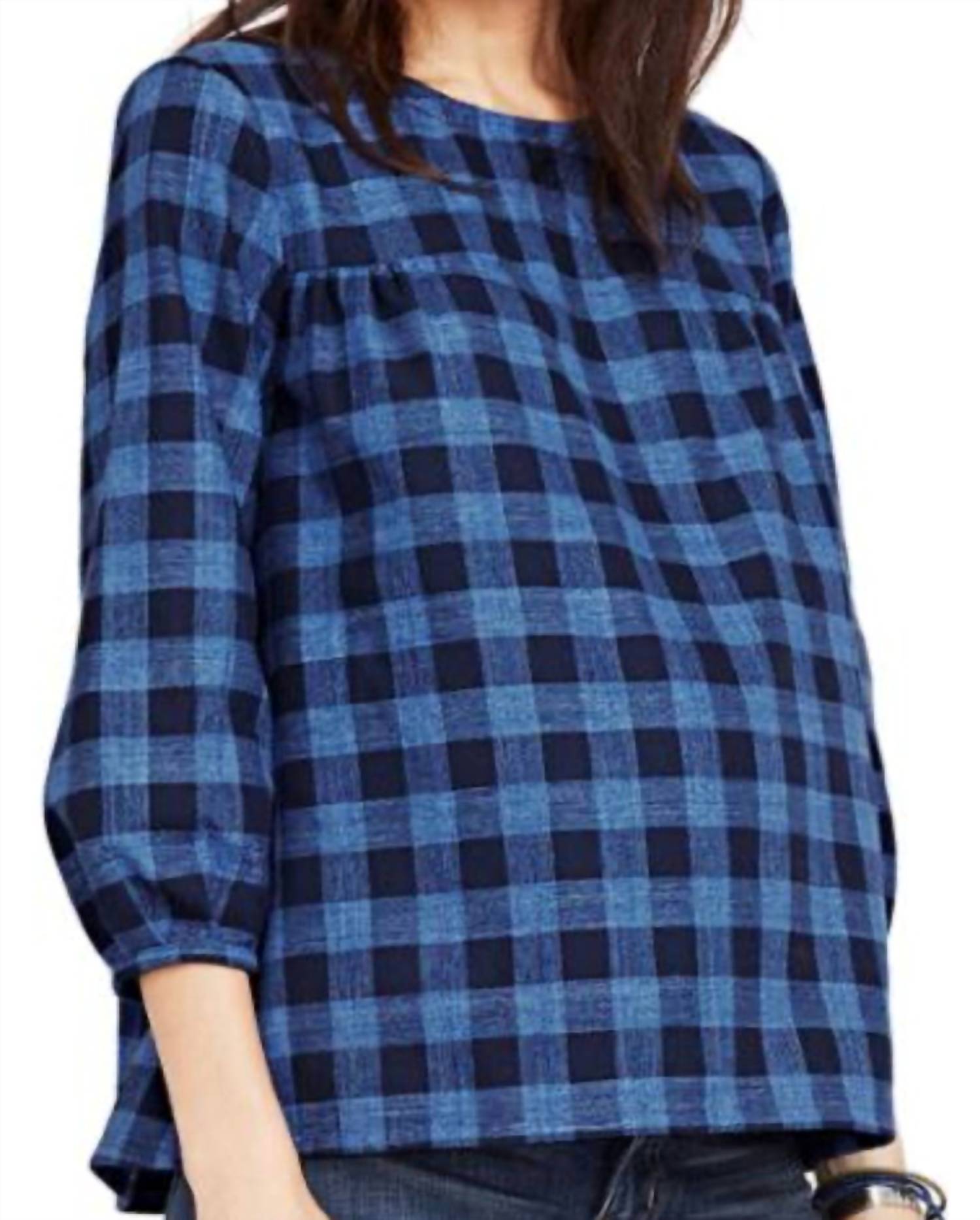 Hatch - The Delfina Maternity Plaid Top