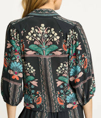 CABALLERO Juliette Button-down Top in twilight bloom - women's blouse - detail view
