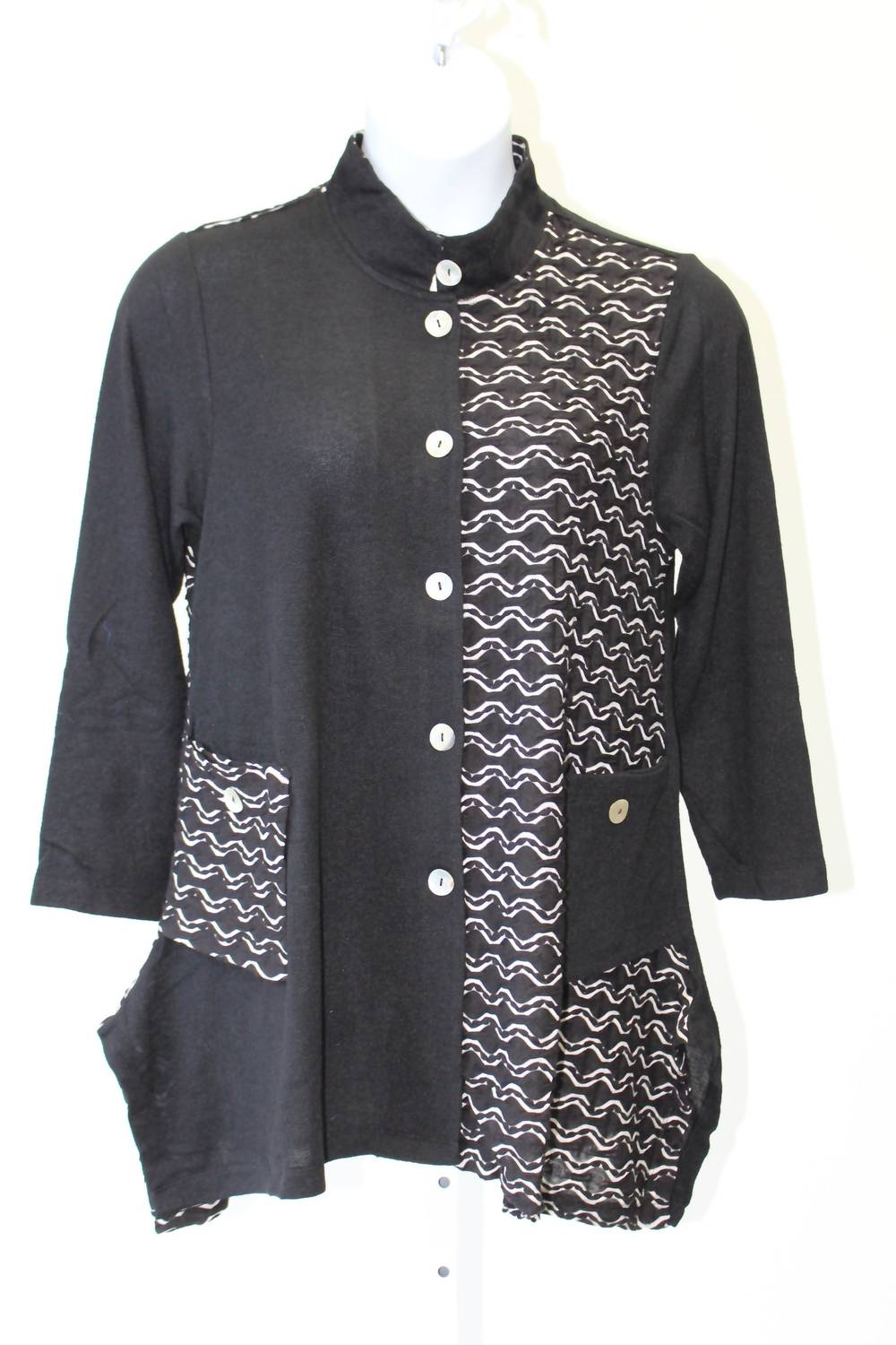 Aris A. - Women's Mandarin Knit Jacket - PLUS