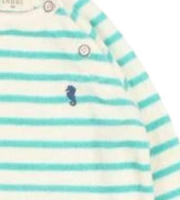 Búho Boys' Terry Striped Sweatshirt in jungle green - kids' shirt - detail view