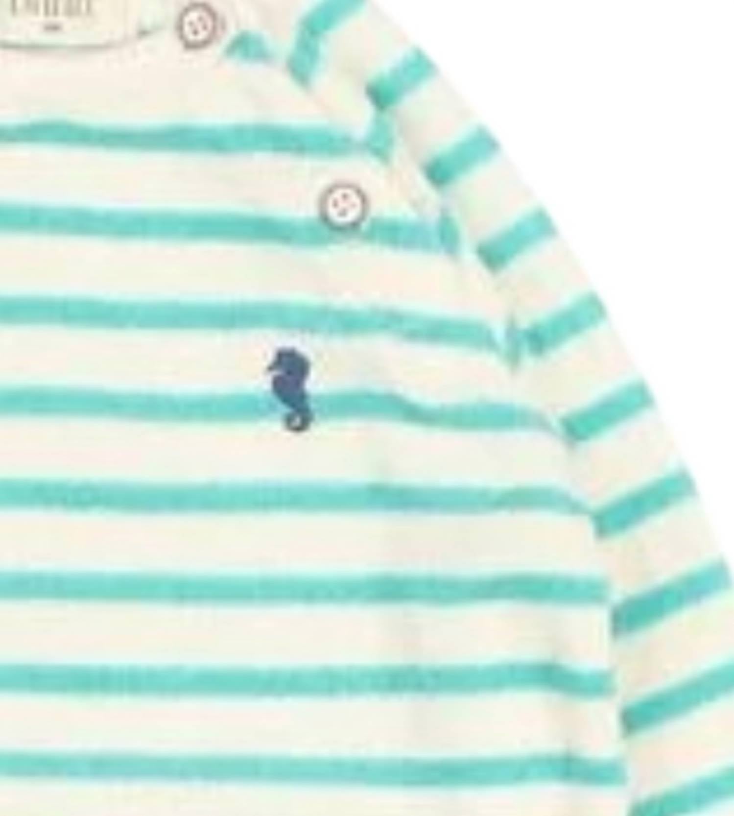 Búho Boys' Terry Striped Sweatshirt in jungle green - kids' shirt - detail view