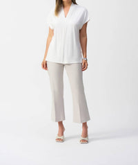 Joseph Ribkoff Geometric Jacquard Flared Pull-on Pants in grey white - women's pants - alternate view