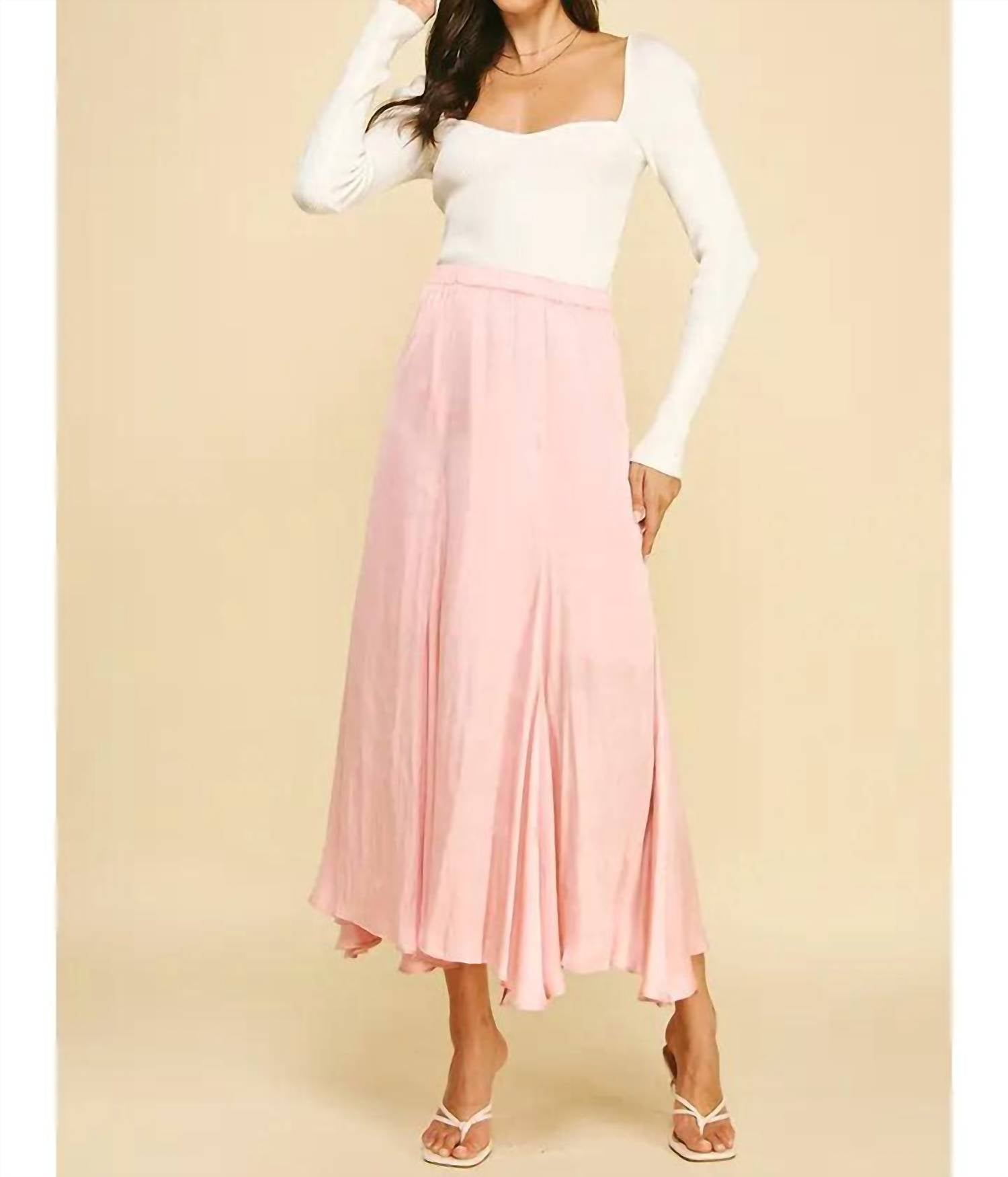 TCEC Lane Midi Skirt in blush - women's skirt